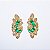 Brinco folhas zircônia verde ouro semijoia - Imagem 3