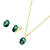 Colar e brinco oval pedra natural esmeralda ouro semijoia - Imagem 1