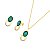 Colar e brinco oval pedra natural esmeralda ouro semijoia - Imagem 1