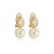 Brinco pressão gota pérola zircônia ouro semijoia 24k16005 - Imagem 1