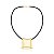 Colar couro quadrado metal ouro semijoia - Imagem 1