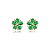 Brinco flor zircônia verde esmeralda ouro semijoia 17k04025 - Imagem 1