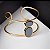 Bracelete oval pedra natural hematita ouro semijoia - Imagem 3