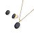 Colar e brinco oval pedra natural hematita ouro semijoia - Imagem 1