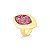 Anel pedra natural rodonita rosa ouro semijoia - Imagem 1