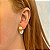 Brinco ear jacket oval mix ouro e ródio fosco semijoia - Imagem 4