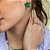 Brinco oval cristal duplo verde ouro semijoia - Imagem 2