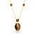 Colar oval pedra natural olho de tigre ouro semijoia - Imagem 1