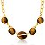 Colar oval pedra natural olho de tigre ouro semijoia - Imagem 1