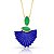 Colar flor cristal lápis lazuli ouro semijoia - Imagem 1
