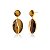 Brinco oval pedra natural olho de tigre ouro semijoia - Imagem 1