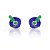 Brinco ear cuff flor cristal lápis lazuli ouro semijoia - Imagem 1