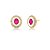 Brinco oval madrepérola cristal rosa ouro semijoia - Imagem 1