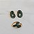 Conjunto brinco e anel elos zircônia verde ouro semijoia - Imagem 1