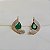 Conjunto brinco e anel flor zircônia verde ouro semijoia - Imagem 2