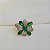 Conjunto brinco e anel flor zircônia verde ouro semijoia - Imagem 3