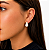 Brinco argolinha Lady Di pérola zircônia ouro semijoia 24k08028 - Imagem 4
