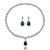 Colar e brinco gota zircônia esmeralda ródio semijoia LY-29022 - Imagem 1