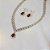 Colar e brinco gota zircônia rubi ródio semijoia LY-29022 - Imagem 1