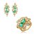 Conjunto brinco e anel folhas zircônia verde ouro semijoia TZ-240621 - Imagem 1