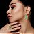 Conjunto brinco e anel folhas zircônia verde ouro semijoia TZ-240621 - Imagem 1
