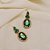 Brinco oval cristal verde ouro semijoia BA 5762 - Imagem 2