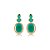 Brinco oval cristal verde ouro semijoia BA 5762 - Imagem 1