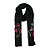 Lenço echarpe bordado floral preto - Imagem 1