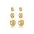 Kit 3 brincos argolinhas texturizadas ouro semijoia 25a03071 - Imagem 1