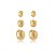 Kit 3 brincos argolinhas texturizadas ouro semijoia 25a02062 - Imagem 1