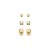 Kit 3 brincos ouro e ródio fosco semijoia - Imagem 1