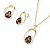 Colar e brinco orgânico pedra natural obsidiana fumê perolada ouro semijoia - Imagem 1