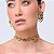Colar choker Lita Raies entrelaço cristal ouro vintage semijoia - Imagem 3