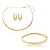 Kit colar brinco e bracelete liso ouro semijoia - Imagem 1