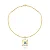 Colar aro pingente quadrado cristal azul ouro semijoia - Imagem 1