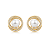 Brinco oval elos entrelaçados pérola zircônia ouro semijoia VB0707 - Imagem 1