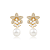 Brinco flor pérola zircônia ouro semijoia VB0708 - Imagem 1