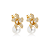 Brinco flor pérola zircônia ouro semijoia VB0709 - Imagem 1