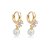Brinco argolinha flor pérola zircônia ouro semijoia 26k08055 - Imagem 1