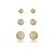 Kit 3 brincos meio globinho zircônia ouro semijoia 24k20032 - Imagem 1