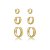 Kit 3 brincos argolinhas texturizadas ouro semijoia 24k02003 - Imagem 1
