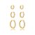 Kit 3 brincos argolinhas zircônias ouro semijoia 25k05025 - Imagem 1