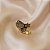 Anel ajustável Morena Canela hibisco pétalas strass black diamond ouro semijoia - Imagem 1