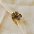 Anel ajustável Morena Canela hibisco strass black diamond ouro semijoia - Imagem 4