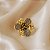 Anel ajustável Morena Canela hibisco m strass black diamond ouro semijoia - Imagem 1
