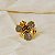 Anel ajustável Morena Canela hibisco m strass black diamond ouro semijoia - Imagem 4