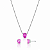 Conjunto Colar e Brincos com Cristal Rosa Oval em Ródio - Imagem 1