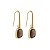 Brinco gancho quadrado pedra natural obsidiana fumê ouro semijoia - Imagem 1