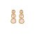 Brinco 3 pedras naturais quartzo rosa ouro semijoia - Imagem 3