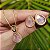 Colar e brinco gota pedra natural quartzo rosa ouro semijoia - Imagem 1